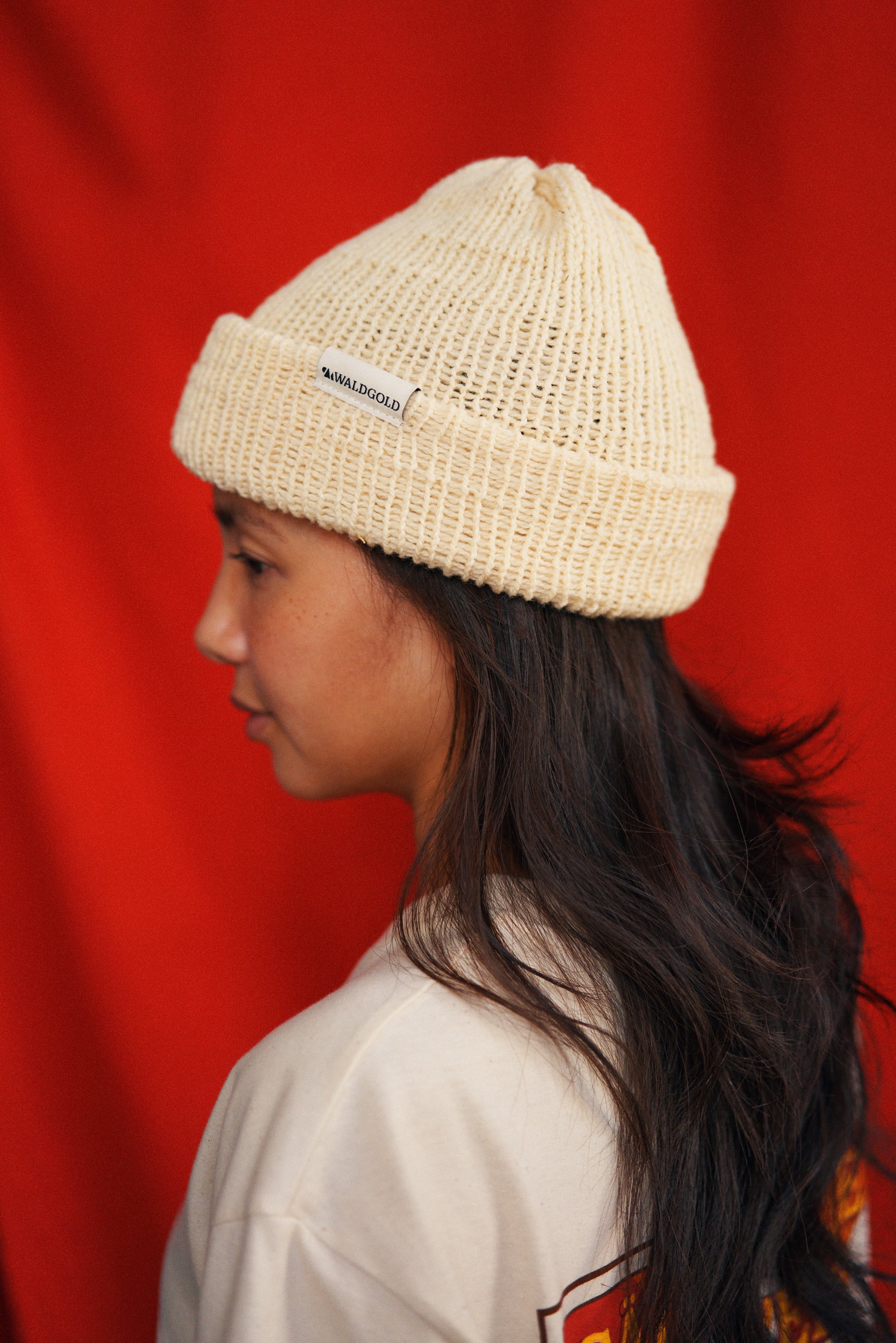 Short Beanie Natur Weiss